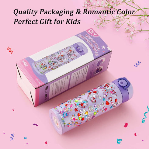 Gifts for Girls Decorate Your Own Water Bottles with Rhinestone Glitter Gem Stickers- Birthday Gifts for Kids DIY Arts and Crafts, BPA Free Stainl...