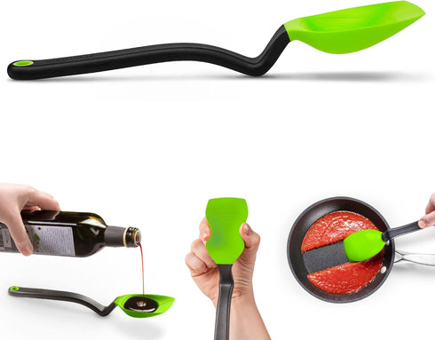 Dreamfarm Supoon Non-Stick Sit-Up Silicone Scraping, Serving, Cooking Spoon Measures 5ml Tsp & 15ml Tbsp - 11" Green...