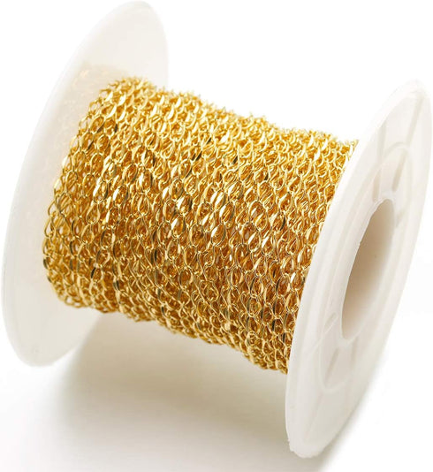 33FT Gold Silver Twisted Cable Chains Stainless Steel Necklace Jewelry Chains Extender Chains Link Bulk for Jewelry Makings...