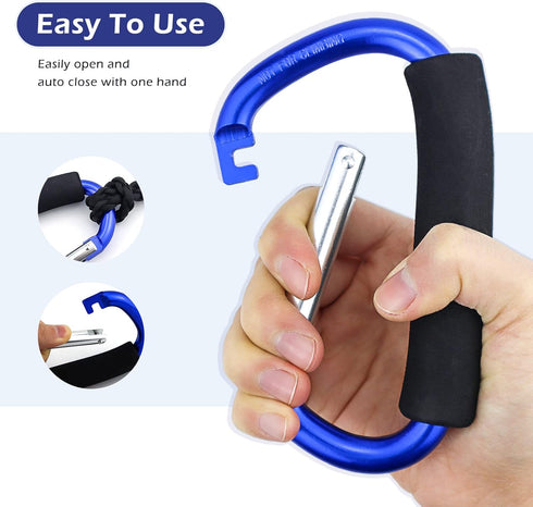 JIALEEY Grocery Bag Shopping Bag Holder Handle Carrier Tool Multi Purpose Snap Hook Stroller Hook Set Organizer Accessories with Soft Foam Grip fo...