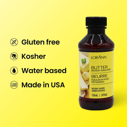 Lorann Oils Butter Bakery Emulsion: True Butter Flavor, Ideal for Enhancing Rich Dairy Notes in Baked Goods, Gluten-Free, Keto-Friendly, Butter Fl...