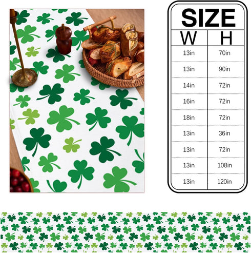 St Patrick's Day Green Shamrocks/Clover Table Runners Cotton Linen Non-Slip Rectangle Dresser Scarves for Spring Party Holiday Kitchen Dining Banq...