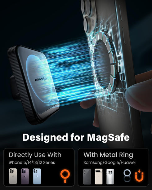 APPS2Car for MagSafe Car Mount, Hands Free Car Magnet Phone Mount, 360° Rotation Magnetic Car Mount for Cell Phone, Magnet Phone Holder for Car Co...