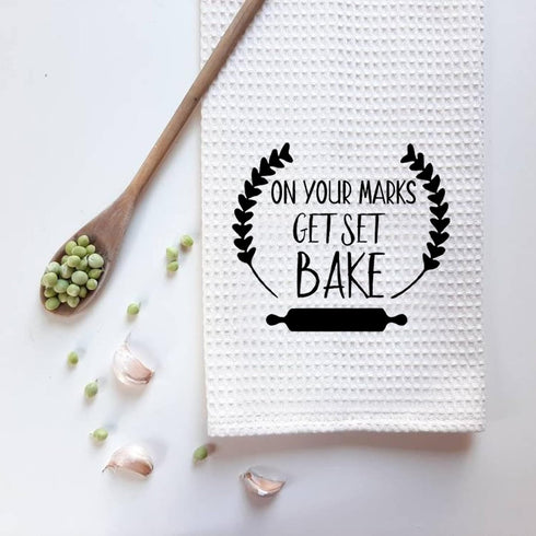 ZJXHPO Baker Towel Gifts On Your Marks Get Set Bake Kitchen Towel British Baking Show Inspired Gift Baking Gift Housewarming Gift Bake Lover Gift ...