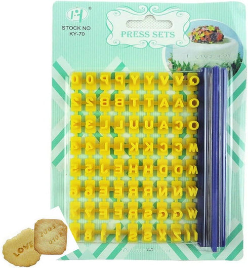 73 pcs Alphabet, Number, Letter Symbols Biscuit Fondant Cake/Cookie Stamp Impress Embosser cutter - Mold Tool Set...