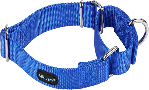 Martingale Dog Collar Nylon Adjustable and Safety Training Colourful Comfortable Metal Buckle Pet Collars for Small Medium and Large Dogs(Royal Bl...