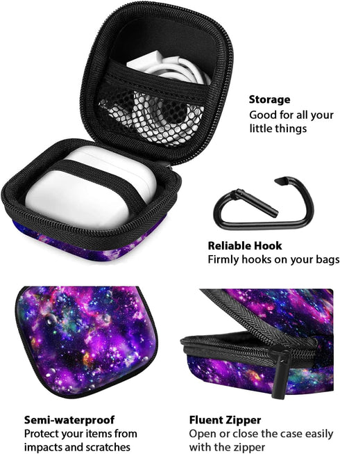 WIRESTER Portable Wireless Headphone Case, Earphone Storage Bag Carrying Case, Earbud Holder with Black Carabiner Compatible with Apple Airpods - ...