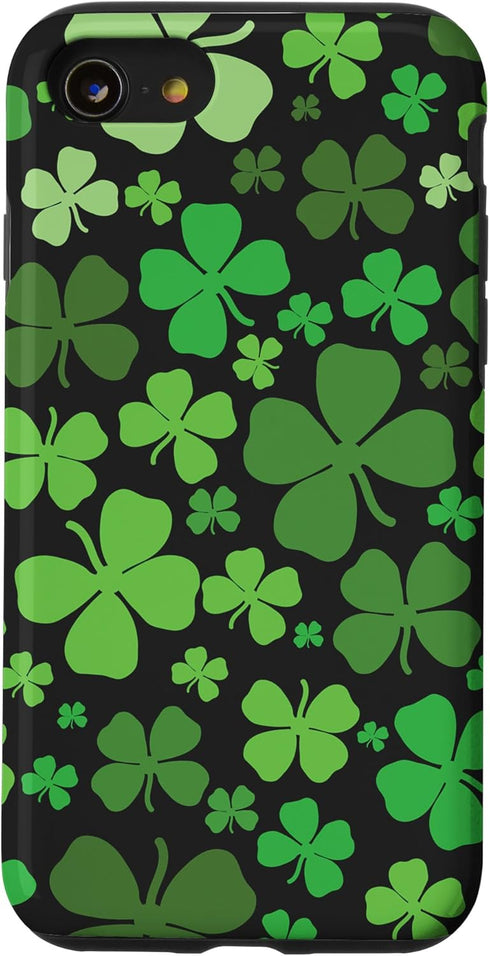 iPhone SE (2020) / 7 / 8 St Patricks Day Phone Case Green Shamrock Pattern Case...