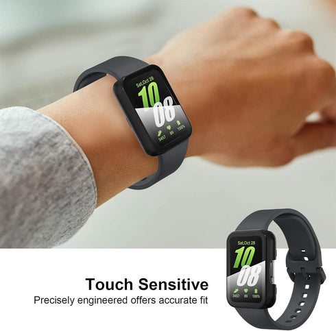 Suoman 2-Pack for Samsung Galaxy Fit3 Case, Full-Coverage Screen Protector Tempered Glass Bumper Cover Case for Samsung Galaxy Fit3 Smartwatch for...