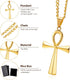 3 Pieces Men's Stainless Steel Ankh Pendant Necklace, Black, Gold, Silver...