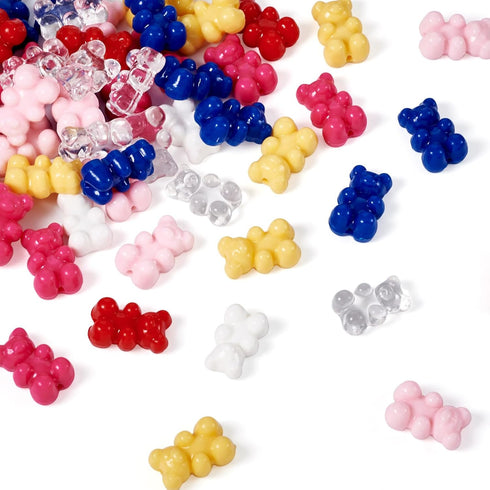 70Pcs Acrylic Gummy Bear Beads Cute Animal Beads 7 Colors Fake Gummy Bear Bracelet Beads Flat Back Kandi Candy Beads for Crafts DIY Jewelry Making...