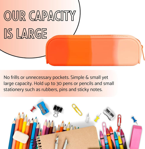 Pencil Holder Case, Gradient Color Silicone Waterproof Pencil Pouch, Portable Silicone Pencil Bag Aesthetic Zipper Pencil Pouch for School Supplie...