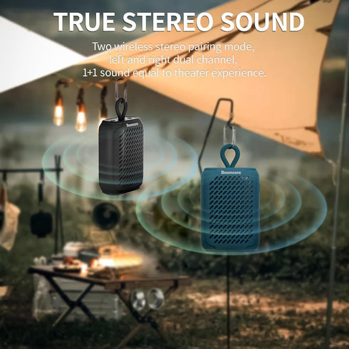 Portable Bluetooth Speakers, Waterproof Small Speaker with Stereo Sound, 12H Playtime, Wireless Bluetooth Speaker IPX7 for Outdoor, Shower - Black...
