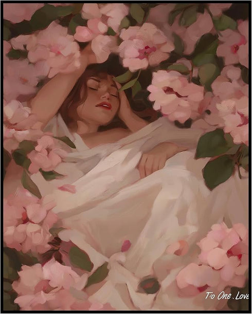 Posterizer 1 pcs-woman and delicate paster flowers-girly poster -1-Romantic Art-Holiday Poster Collection-Gift for Couples boyfriend girlfriend Hu...