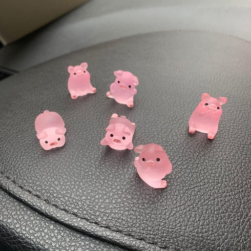 Lucky Piggy Toy Car Ornaments,6pcs Cute Pink Piggy Figures Car Dashboard Decorations Miniature Pig Figurines Landscape DIY Crafts Mini Resin Pig D...