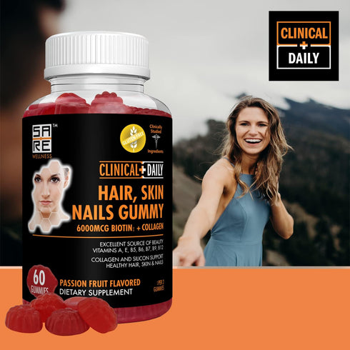 Biotin Gummies for Hair Skin and Nails with Collagen and Silica for Sheen and Shine. Folic Acid Biotin for Hair Growth Women and Men, Collagen and...