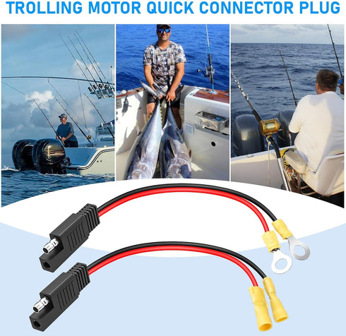 Linkstyle 4pcs 16 AWG Marine Trolling Motor Quick Disconnect, 16 Gauge Heavy-Duty SAE Quick Connector Plug Marine Battery Accessory, for RV Trolli...
