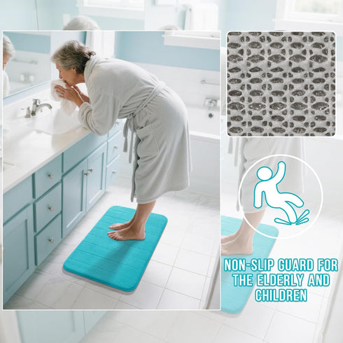Yimobra Memory Foam Bath Mat, Super Soft Absorbent Bathroom Rug Non Slip 24x17 Inch, Quick Dry, Machine Washable Floor Carpet for Tub Shower, Home...