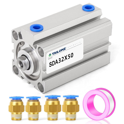 TAILONZ PNEUMATIC 32mm Bore 50mm Stroke Pneumatic Small Thin Cylinder Aluminum Pneumatic Air Cylinder SDA32-50...