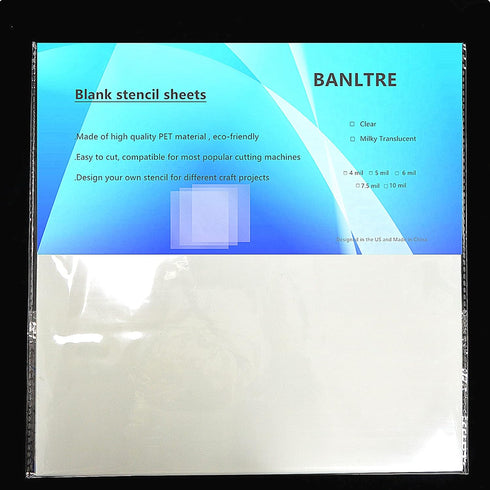 12 Sheets 7.5 mil Mylar Sheet 12 x 12 inch Milky Translucent PET Blank Stencil Making Sheet for Cricut, Silhouette, Cut Tool Template Material (7....