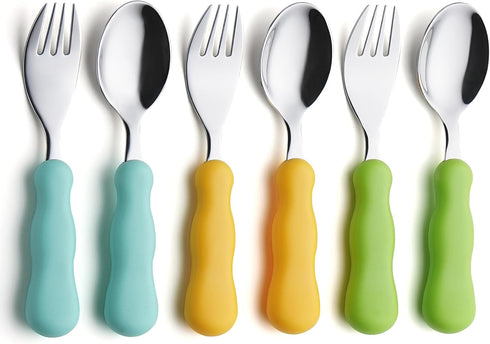 ANNOVA Kids Silverware 6 Pieces Set Children's Flatware - Stainless Steel Cutlery - 3 x Safe Forks, 3 x Dinner Spoons - Toddler Utensils Without K...