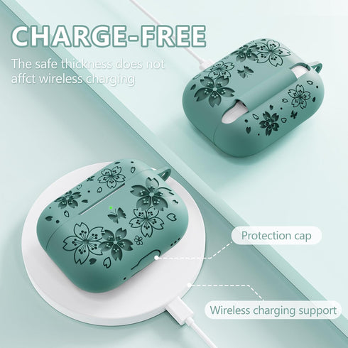 for Airpods Pro 2nd Generation Case - Butterfly Flowers Engraved Case for Airpods Pro Case Cover - Silicone Case Compatible with Airpods Pro 2 Cas...