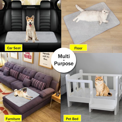 BAMY Cat Cooling Mat Summer Dog Silk Pad Self Cooling Cushion Washable Kitten Ice Blanket with Duck Strawberry Pattern (Grey, L (39.4"x27.6"))...