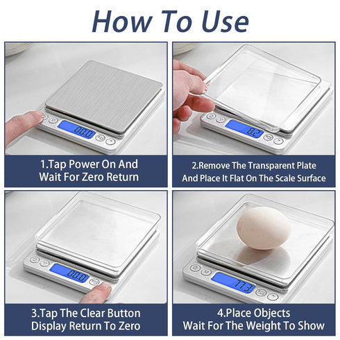 Wesoke Digital Food Scale Kitchen Baking Scale, 6.6lb/3kg Cooking Scale, Multifunction Gram Scale with 9 Units/Tare Function/LCD Display/2 Trays/S...