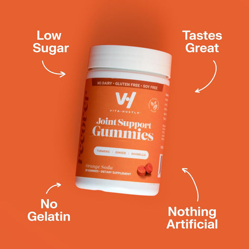 VitaHustle Turmeric Ginger Gummies for Inflammation, Joint Flexibility, Muscle Recovery, Low Sugar, Vegan, Gluten Free, Non GMO, Orange Flavor, 50...
