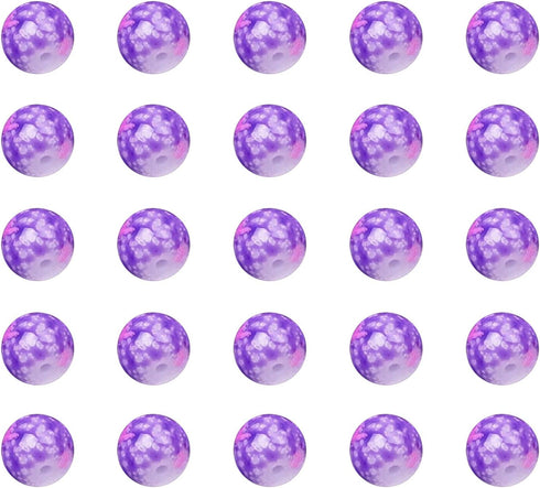 100pcs 6MM Acrylic Beads for Jewelry Making, GACUYI Smooth Beads Bulk Loose Glass Beads in Patterns for Adults Earring Bracelet Necklace Making an...