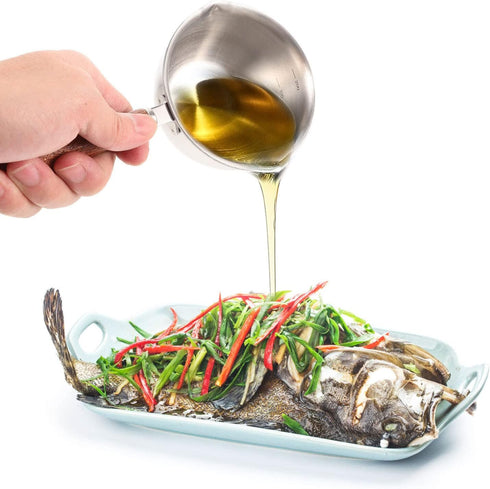 Mini Milk Warmer Pot Small Sauce Pan Stainless Steel Pot Cheese Melt Pot Butter Melting Pot with Wood handle...