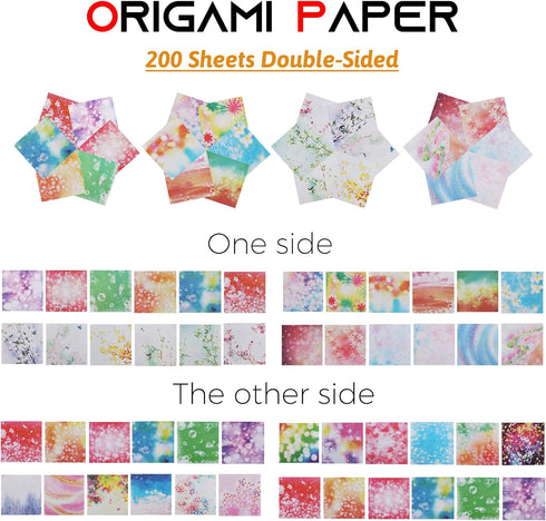 Origami Paper, DOITEM 200 Sheets 6 inches Square 24 Colors Differents Color on Both Sides Hand Crafts Origami Paper Arts Creativity...