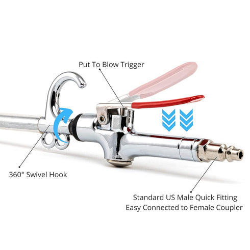 NEIKO 31122A High Flow Air Blow Gun, 17-26 Inch Extensible Air Nozzle Blow Gun, Pneumatic Air Compressor Accessories, Blow Gun Air Tool, Operating...