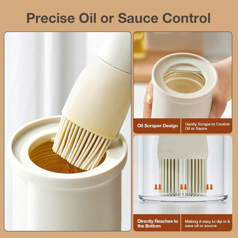 Oil Dispenser Bottle with Heat Resistant Brush, Glass Oil Dispenser for Kitchen, Oil Container with Silicone Basting & Pastry Brush for Cooking BB...