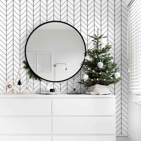 LXCREAT Removable Wallpaper Forgiving Black/White Stripes Peel and Stick Wallpaper 17.71 in X 196 in Modern Self Adhesive Vinyl for Home Renovatio...