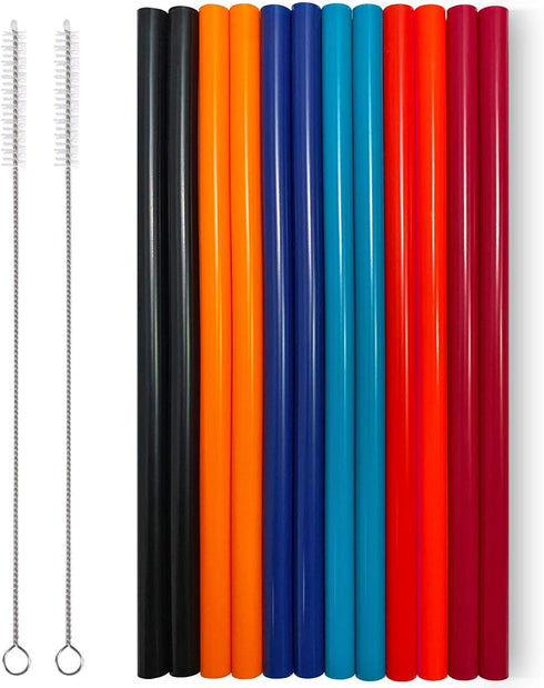 12 Pcs Eco Friendly Silicone Straws with 2 cleaning Brushes,Reusable Silicone Drinking Straws,for 30oz and 20oz Tumblers,Yeti, Ozark, (Pure Multic...
