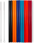 12 Pcs Eco Friendly Silicone Straws with 2 cleaning Brushes,Reusable Silicone Drinking Straws,for 30oz and 20oz Tumblers,Yeti, Ozark, (Pure Multic...