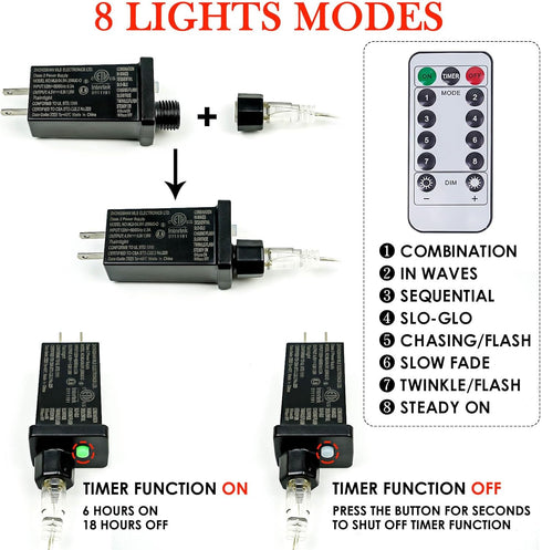 66Ft 200 LED Fairy Lights Plug in, Waterproof with Remote Outdoor 8 Modes Christmas Lights Bedroom Decor, Twinkle Lights with Timer for Bedroom St...