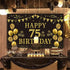 Trgowaul 75th Birthday Backdrop Gold and Black 5.9 X 3.6 Fts Happy Birthday Party Decorations Banner for Women Men Photography Supplies Background...