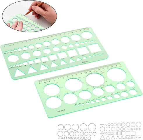 Circle Template & Geometric Drawings Templates Scale Drafting Stencils for Artist Design Drawing Aids Geometry Measuring Ruler for Studying, Desig...