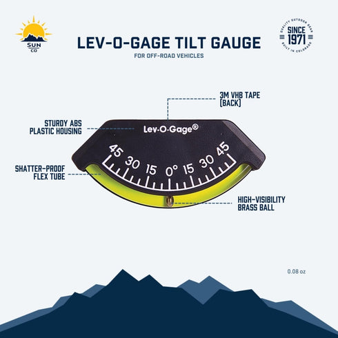 Sun Company 201-F Lev-o-gage Inclinometer | USA-Made Level Gauge for Off-Road Vehicle, Jeep, Truck, RV, Camper, Trailer, or Boat...