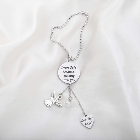 Lywjyb Birdgot Beautiful Rearview Mirror Car Charm Window Hanging Ornament Car Interior Rearview Mirror Pendant New Car Mirror Charms (Drive Safe ...
