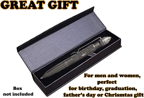 UZI Tactical Pen with CuffKey in The Cap, Refillable Ultra Durable Aircraft Aluminum (UZI-TACPEN6-GM) Ballpoint Pen Writing Tactical Pen Survivor ...
