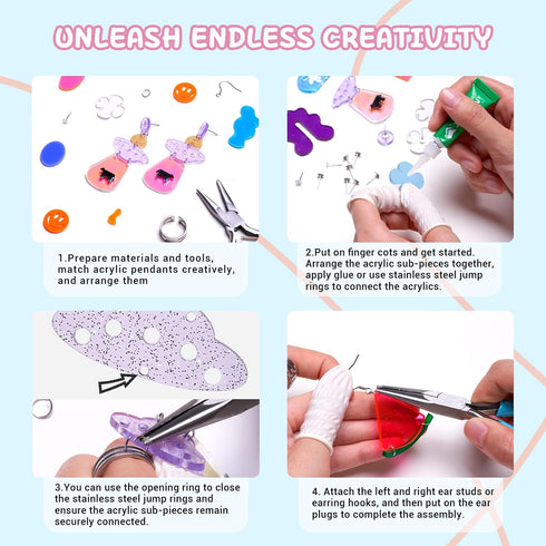 WOOYAS Earring Making Kit 50Pcs Blue Dream Theme Jewelry Making Kit 4-6 Pairs Fashion Colorful DIY Acrylic Earrings Kits for Women...