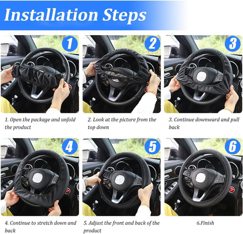 Car Steering Wheel Cover, Soft Breathable Anti-Slip Auto Steering Wheel Protector Fit 15 Inch, Universal Vehicle Interior Accessories for Cars, SU...