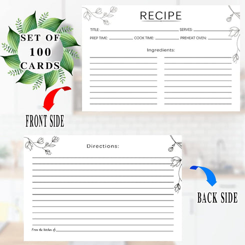 100 Count Recipe Cards, Recipe Cards 4x6 Inch White, 4x6 Recipe Cards Double Sided, Blank Recipe Cards for Bridal Showers and Wedding, Christmas G...