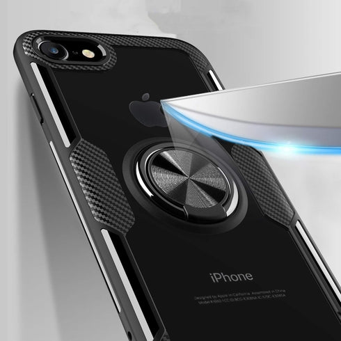 SORAKA Clear Case for iPhone SE 2022/iPhone 8/iPhone 7 with Ring Holder,Slim Fit Case Transparent Hard PC Cover iPhone SE 2020 Case with Metal Pla...