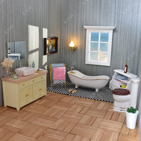 iLAND Varnished Dollhouse Flooring on 1:12 scale, Dollhouse Floor boards of Bamboo, Buy 2 at Half Cost! (Rectangular 48pcs)...