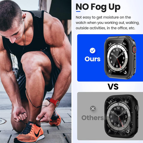 Goton 2 in 1 Waterproof Rugged Case for Apple Watch Screen Protector 44mm Series 6 5 4 SE, 360 Protective Glass Face Cover Hard PC Bumper + Back F...