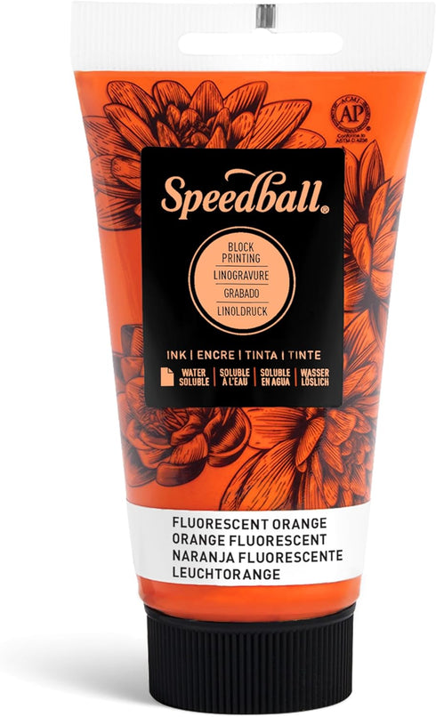 Speedball Water-Soluble Block Printing Ink, 2.5-Ounce Tube, Fluorescent Orange...